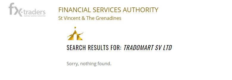 Tradomart действительно зарегистрирована в регионе